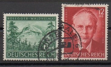 Michel Nr. 855 - 856, Peter Rosegger gestempelt.